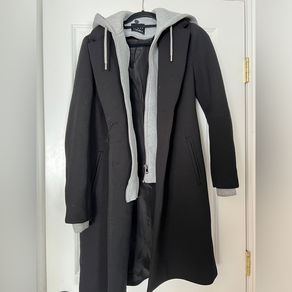Zara Black Trench Coat with Gray Accents